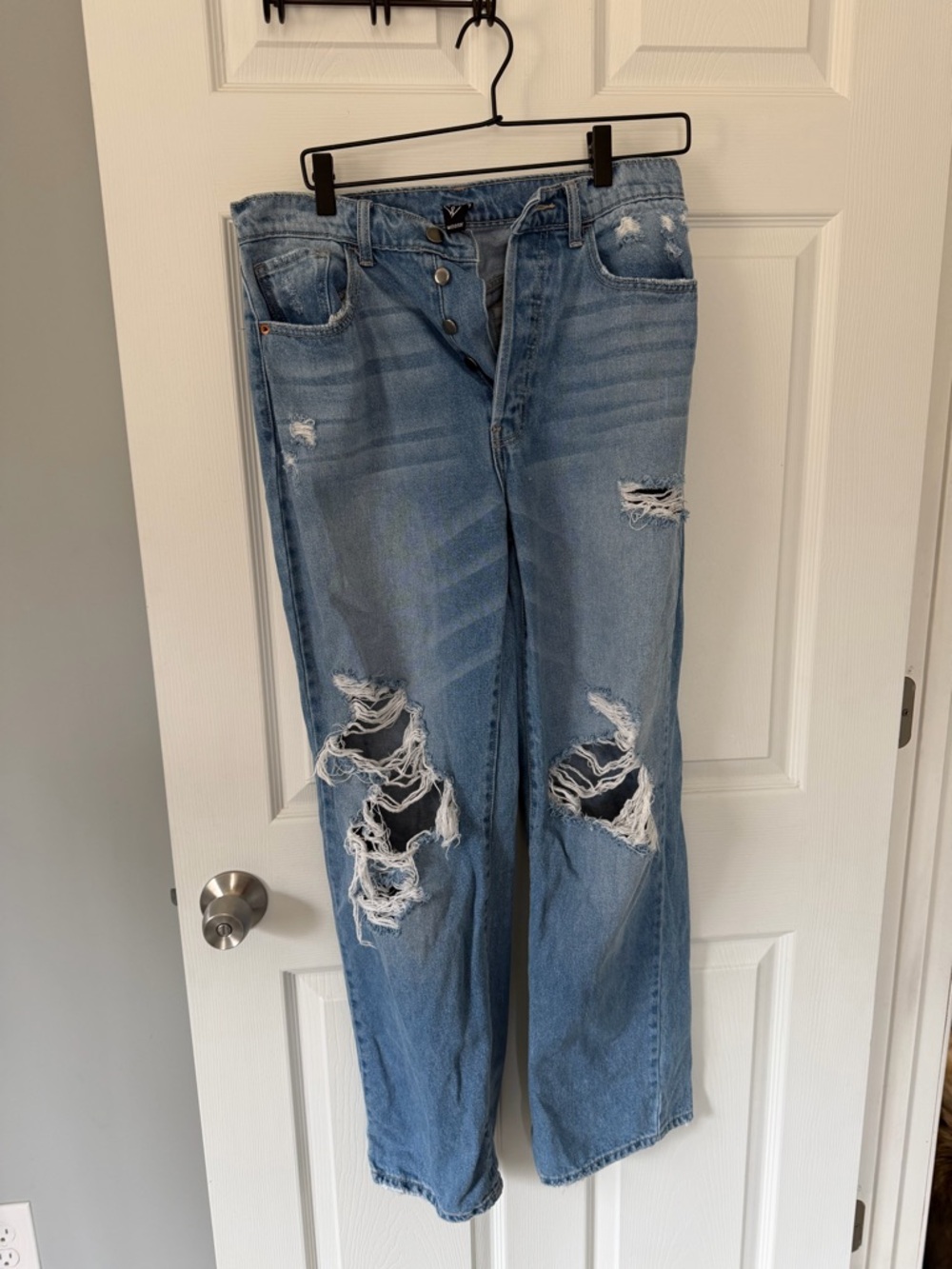Windsor Light Blue Distressed High-Rise Wide Leg Jeans